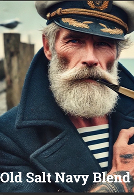 An older man with a white beard smoking a pipe.