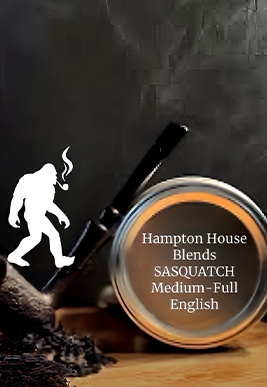 A steaming cup of coffee labeled Hampton House Blends Sasquatch.