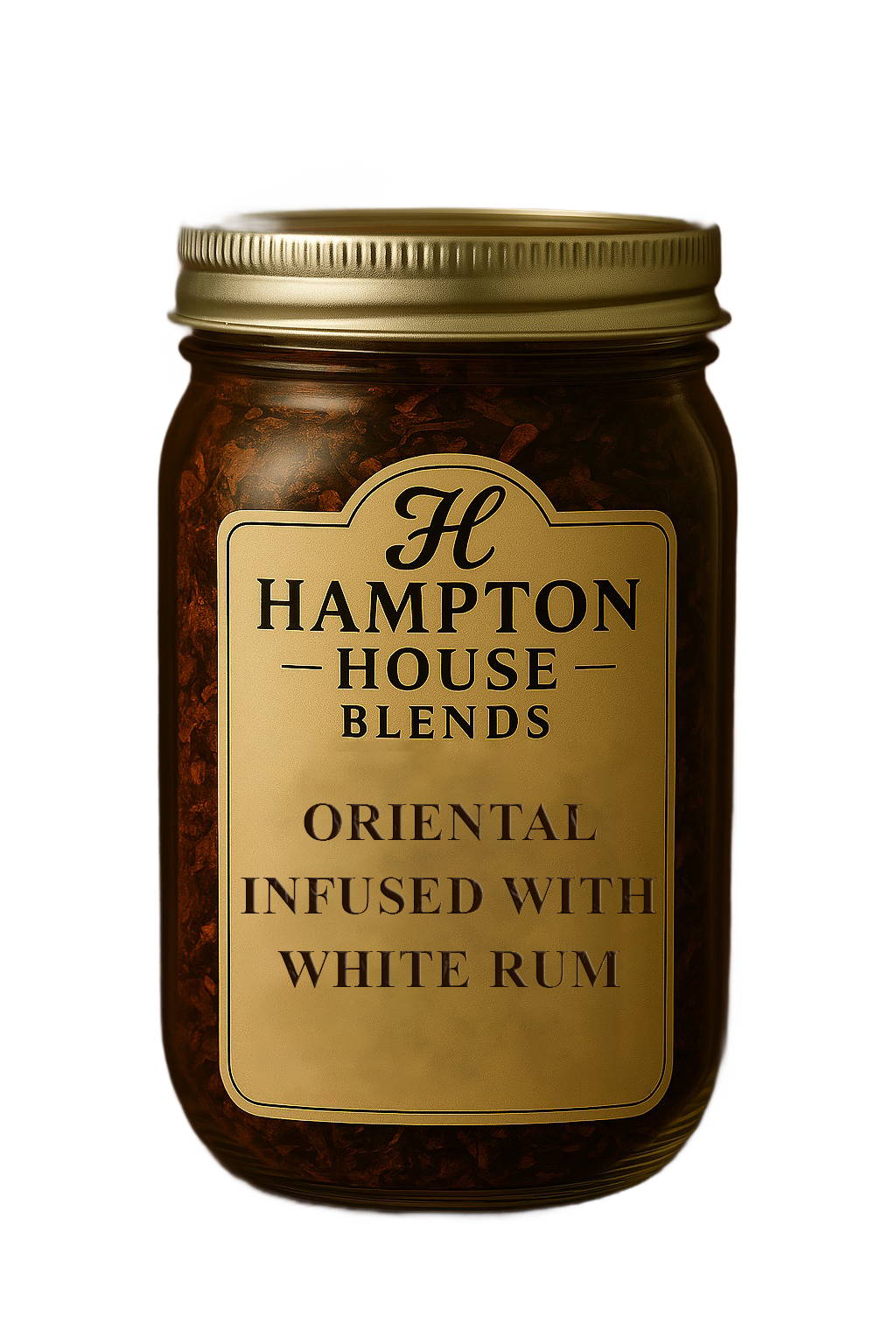 A jar of Hampton House Blends Oriental infused with white rum.