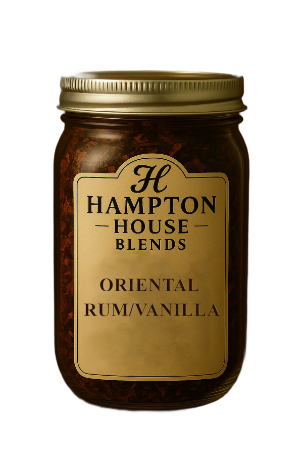 A jar of Hampton House Blends Oriental Rum Vanilla.