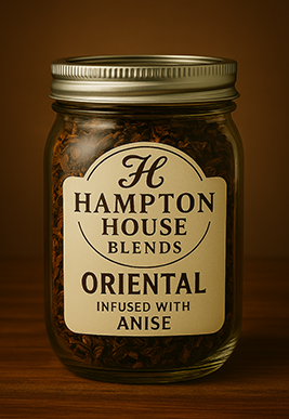 A jar of Hampton House Blends Oriental infused with anise.