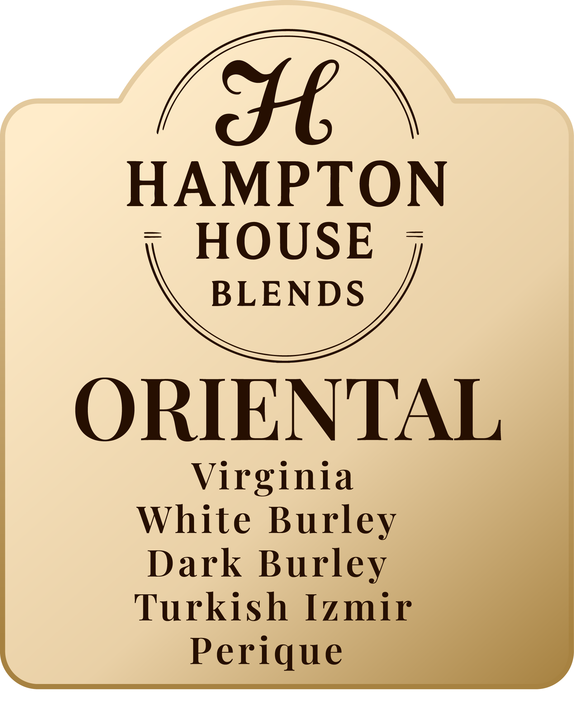 A label for Hampton House Blends Oriental tobacco.