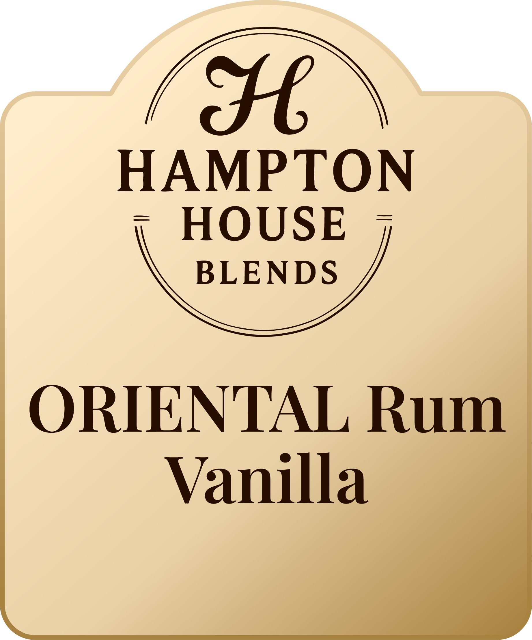A label for Hampton House Blends Oriental Rum Vanilla.
