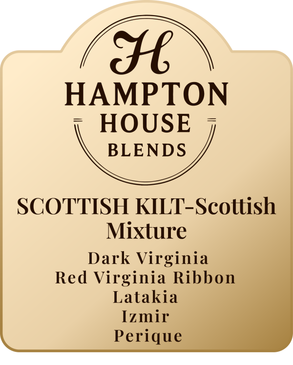 Label of Hampton House Blends Scottish KILT-Scottish Mixture tobacco.