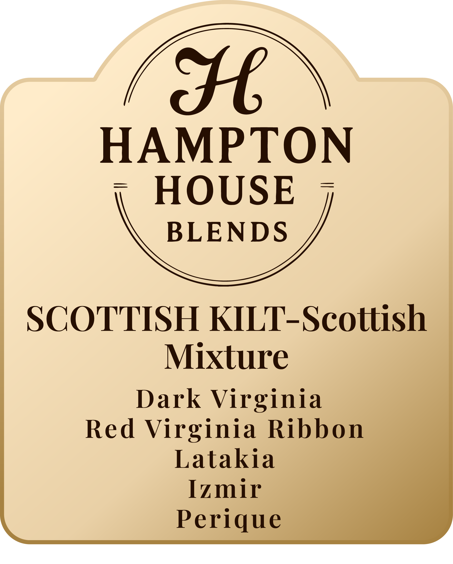 Label of Hampton House Blends Scottish KILT-Scottish Mixture tobacco.